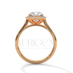 Cushion Halo Diamond Engagement Ring in 14K White Gold with Pave Accents