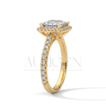 Dazzling Princess Cut Diamond Ring with Halo and Pave Shank
