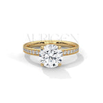 Classic 2.0 CT Round Cut Diamond Ring – 14K Solid Gold with Pave Accents