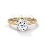 Minimalist 14K Solid Gold Solitaire Engagement Ring with Round Brilliant Center