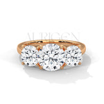 Timeless Trilogy Round Cut Diamond Engagement Ring in 14K Solid Gold