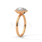 Stunning 2.0 CT Oval Cut Halo Diamond 14K Solid Gold Engagement Ring
