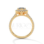 2 Ct Marquise Moissanite & Lab Diamond With Halo and Pave Setting Ring 14K Solid Gold