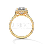 Dazzling Princess Cut Diamond Ring with Halo and Pave Shank