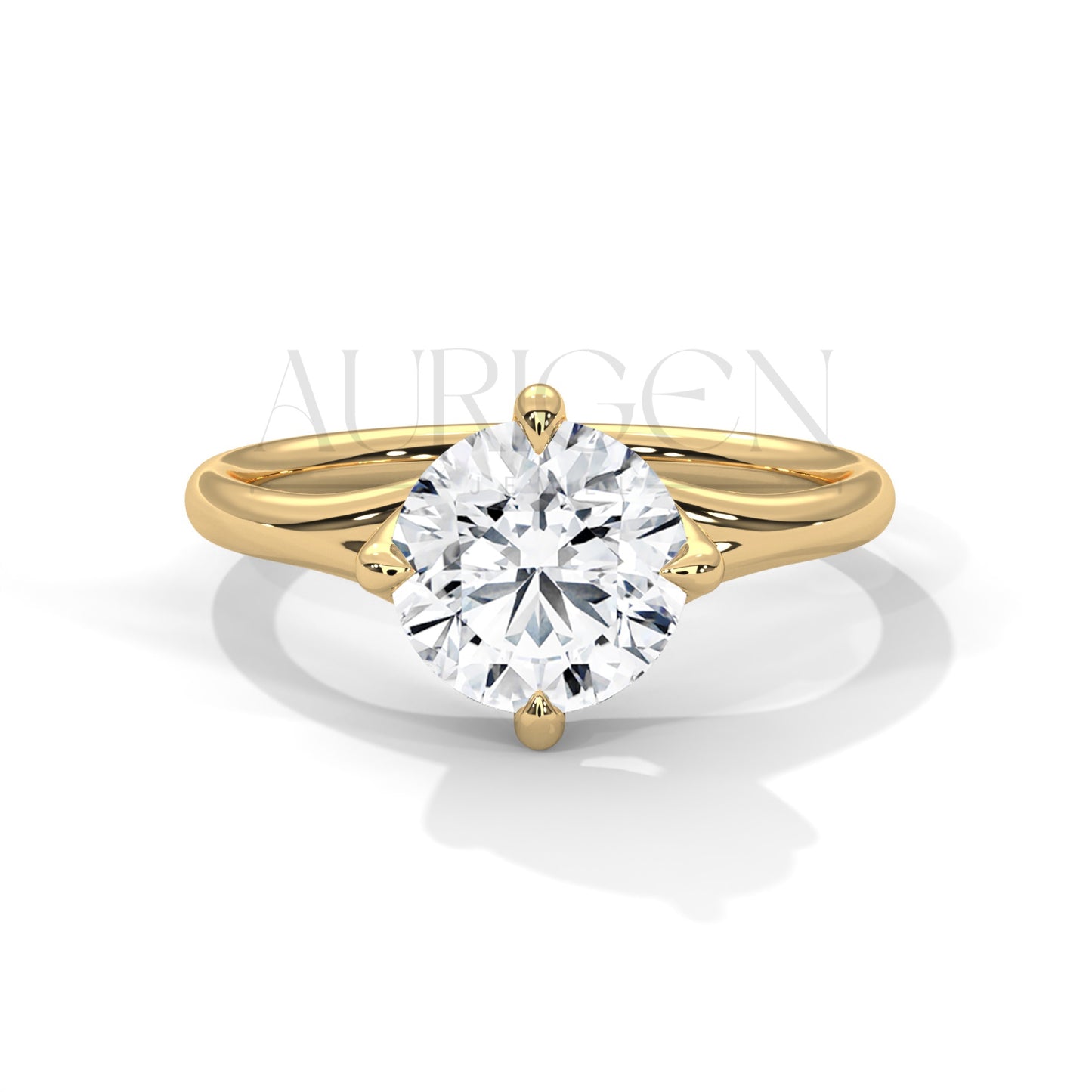 2 Ct Modern Round Brilliant Solitaire Ring with Split Shank in 14K Solid Gold