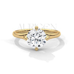 2 Ct Modern Round Brilliant Solitaire Ring with Split Shank in 14K Solid Gold