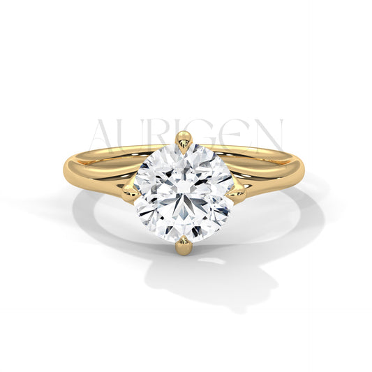 2 Ct Modern Round Brilliant Solitaire Ring with Split Shank in 14K Solid Gold
