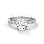 2.00 CT Round Brilliant Solitaire with Diamond-Accented Twisted 14K Solid Gold Ring