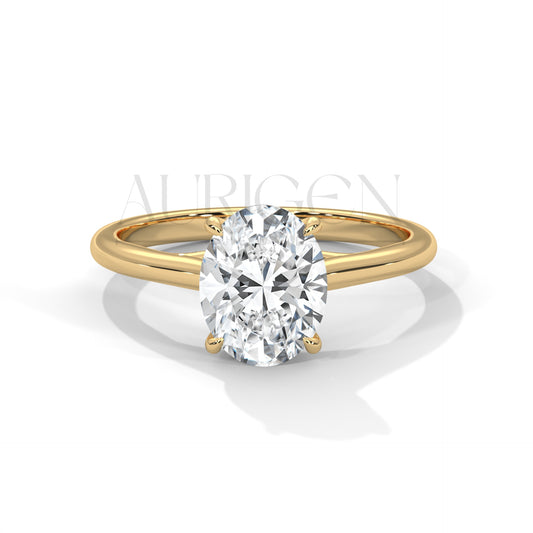 2 Ct Classic Oval Solitaire Diamond Ring in 14K Solid Gold