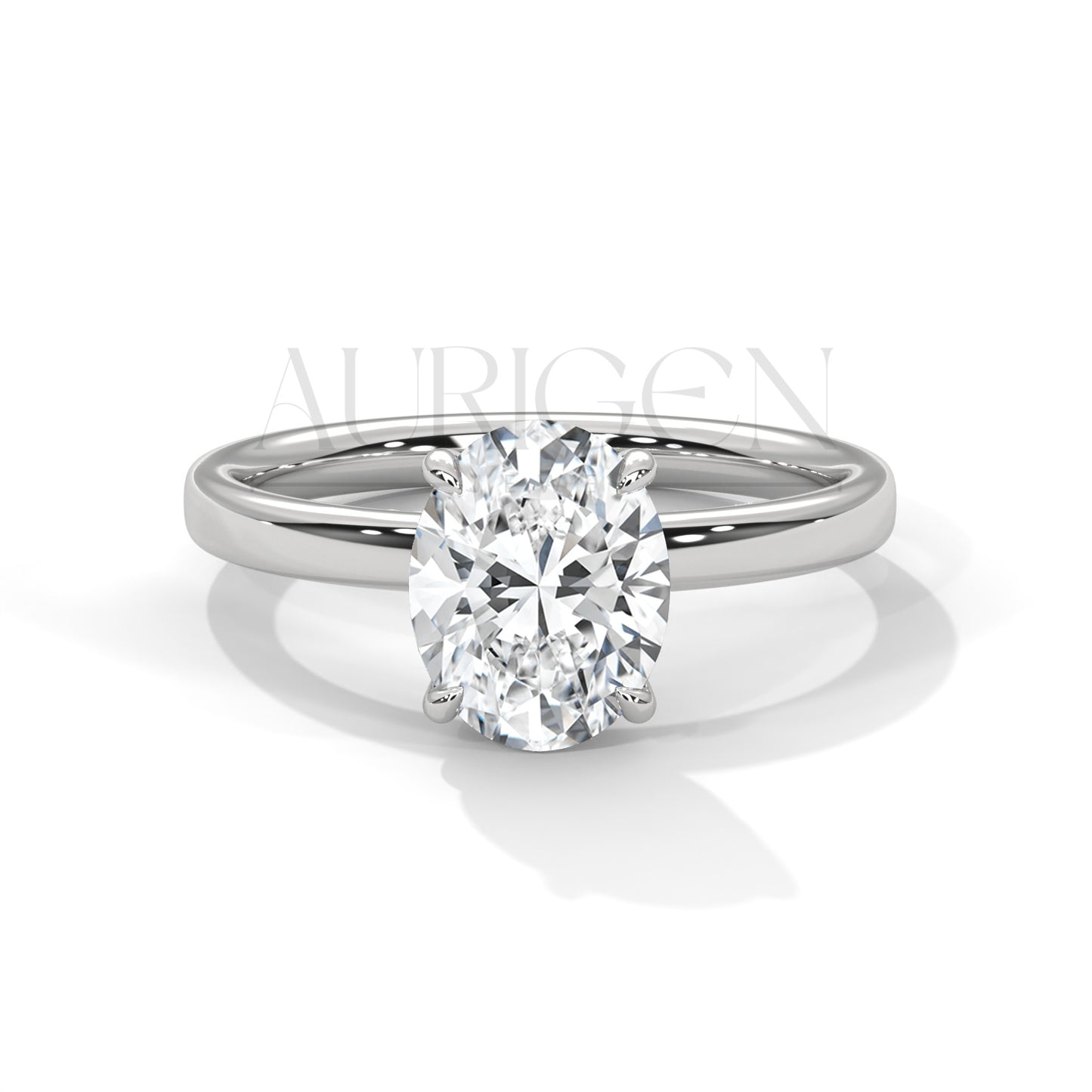 2.0 CT Oval Cut Moissanite Diamond Four Prong Set Ring in 14K Solid Gold