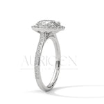 2 Ct Oval Halo Diamond Engagement Ring in 14K Solid Gold with Pave Band