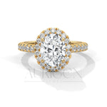 Dazzling 14K Solid Gold Engagement Ring Oval Cut Moissanite Diamond Halo and Pave Setting Ring
