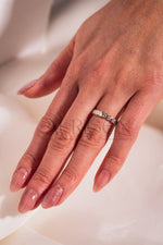 Bezel Set Asscher Cut Moissanite & Leb Diamond Eternity Band in 14K Solid Gold