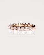 Round Moissanite & Leb Diamond Half Eternity Band 14K Rose Gold