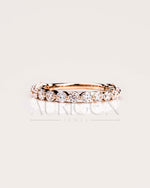 Round Moissanite & Leb Diamond Half Eternity Band 14K Rose Gold