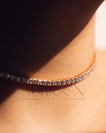 Dainty 14K Rose Gold Tennis Necklace - Round Cut Lab Grown and Moissanite Diamond