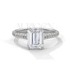 Timeless Emerald Cut Moissanite Ring with Pave Diamond Band