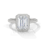 The Regal Radiance – 2.00 CT Emerald Cut Moissanite Halo Diamond Ring in 14K Solid Gold