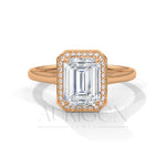 The Regal Radiance – 2.00 CT Emerald Cut Moissanite Halo Diamond Ring in 14K Solid Gold