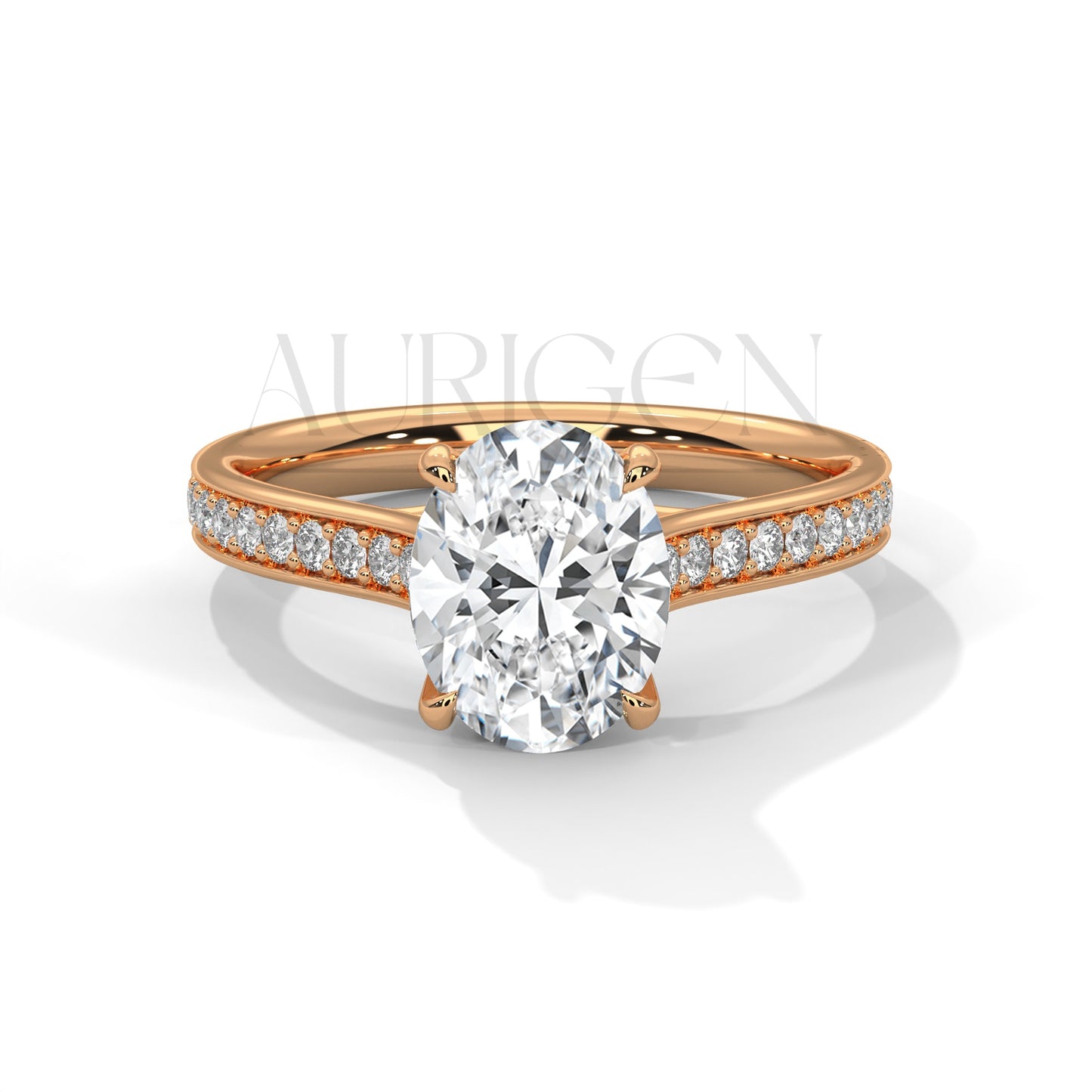 Luxury Oval Cut Moissanite Ring With Pave Diamond 14K Solid Gold Ring