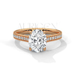 Luxury Oval Cut Moissanite Ring With Pave Diamond 14K Solid Gold Ring