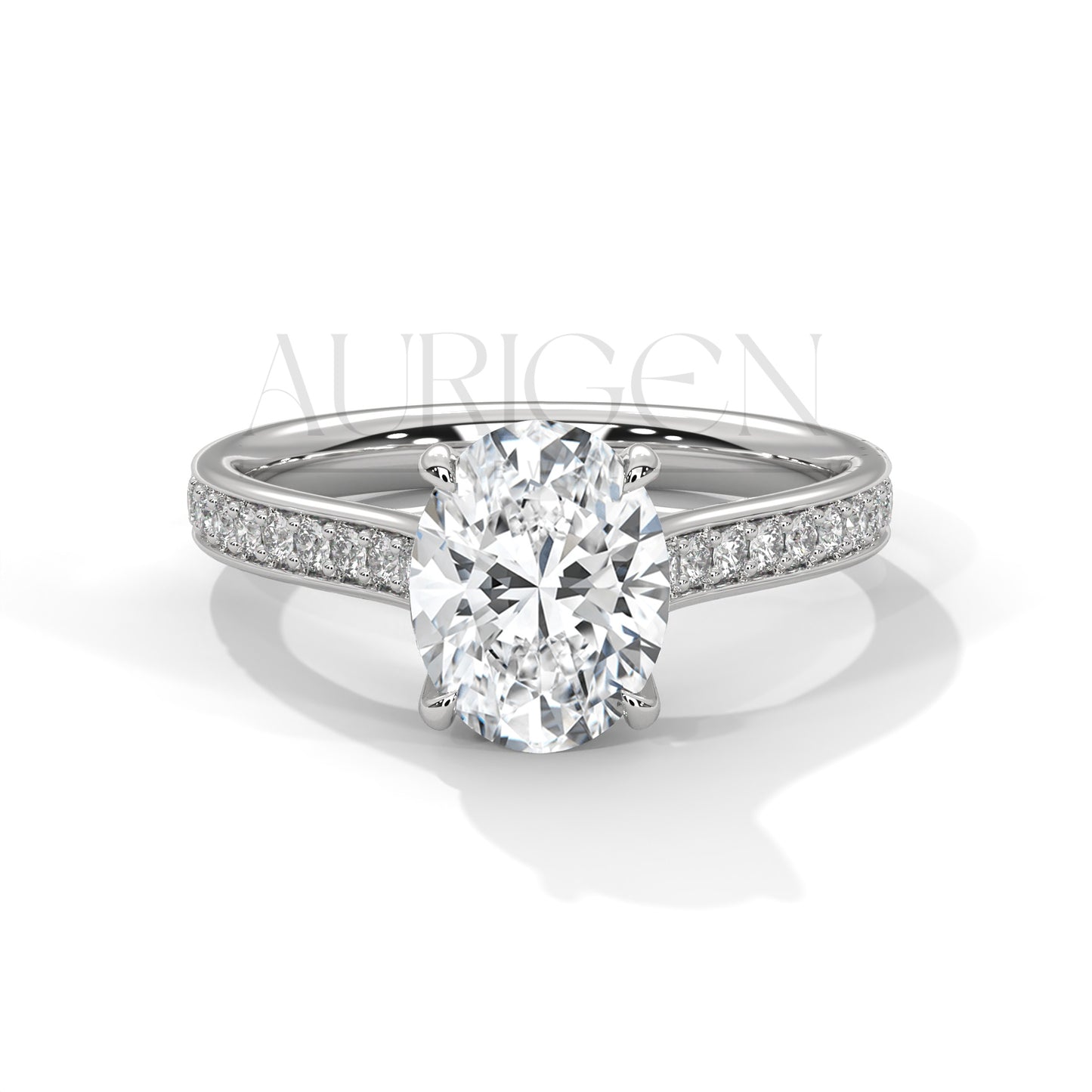 Luxury Oval Cut Moissanite Ring With Pave Diamond 14K Solid Gold Ring