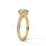 Luxury Oval Cut Moissanite Ring With Pave Diamond 14K Solid Gold Ring