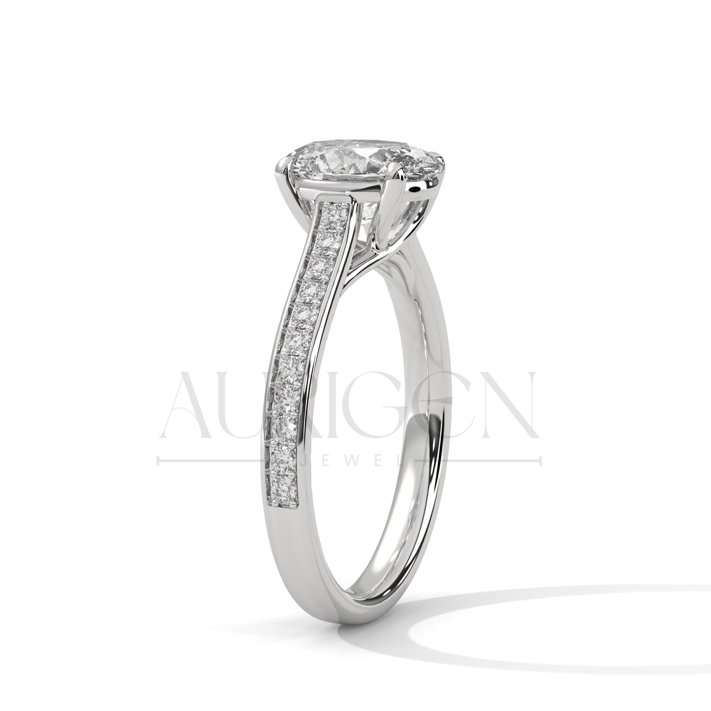 Luxury Oval Cut Moissanite Ring With Pave Diamond 14K Solid Gold Ring