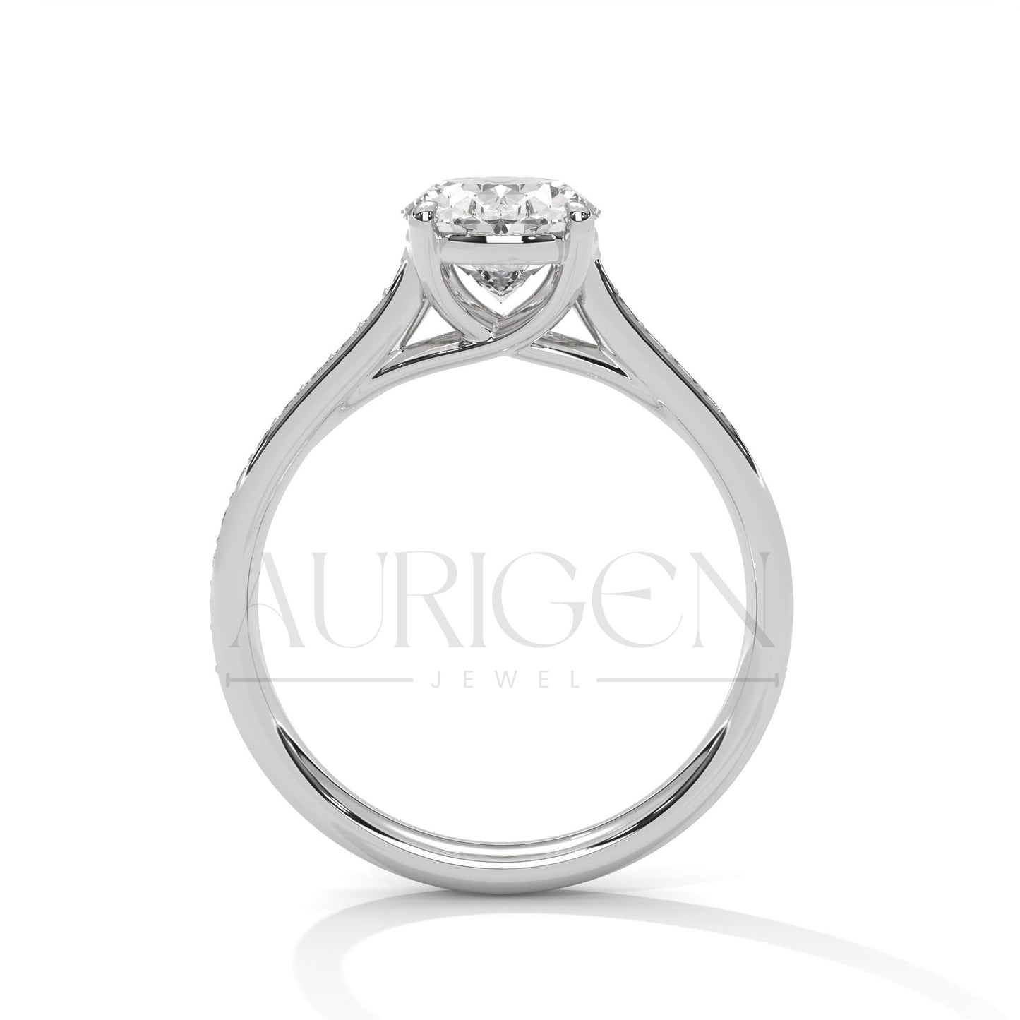 Luxury Oval Cut Moissanite Ring With Pave Diamond 14K Solid Gold Ring