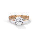 Classic 2.0 CT Round Cut Diamond Ring – 14K Solid Gold with Pave Accents