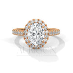 Dazzling 14K Solid Gold Engagement Ring Oval Cut Moissanite Diamond Halo and Pave Setting Ring