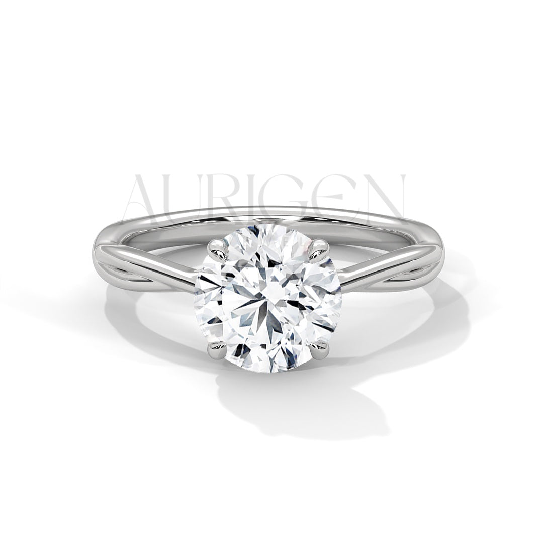 Twist Solitaire 2.00 CT Round Cut Moissanite Diamond Engagement Ring