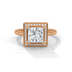 2.0 CT Princess Cut Diamond Engagement Ring with Halo in 14K Solid Gold