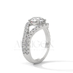 2 Ct Round Diamond Halo Ring with Split Shank in 14K Solid Gold