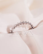 3/4 Eternity Round Moissanite and Leb Diamond Engagement Band 14K White Gold