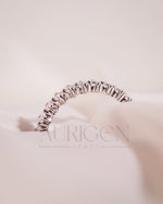 3/4 Eternity Round Moissanite and Leb Diamond Engagement Band 14K White Gold