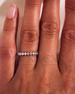 3/4 Eternity Round Moissanite and Leb Diamond Engagement Band 14K White Gold