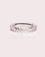 3/4 Eternity Round Moissanite and Leb Diamond Engagement Band 14K White Gold