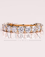 Round Moissanite & Leb Grown Diamond Eternity Band in 14K Solid Gold