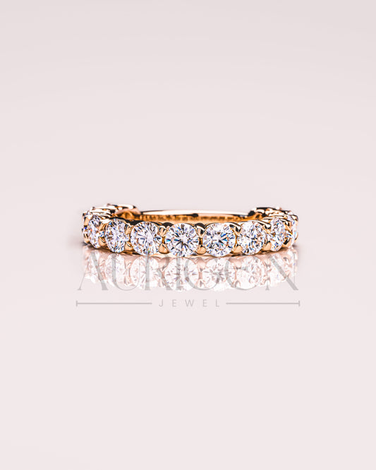 Round Moissanite & Leb Grown Diamond Eternity Band in 14K Solid Gold