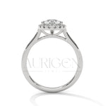 Pear Cut Moissanite Diamond Engagement Ring with Halo in 14k Solid Gold Setting