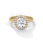 Brilliant Round Cut Solitaire Halo Diamond Engagement Ring 14K Solid Gold Ring