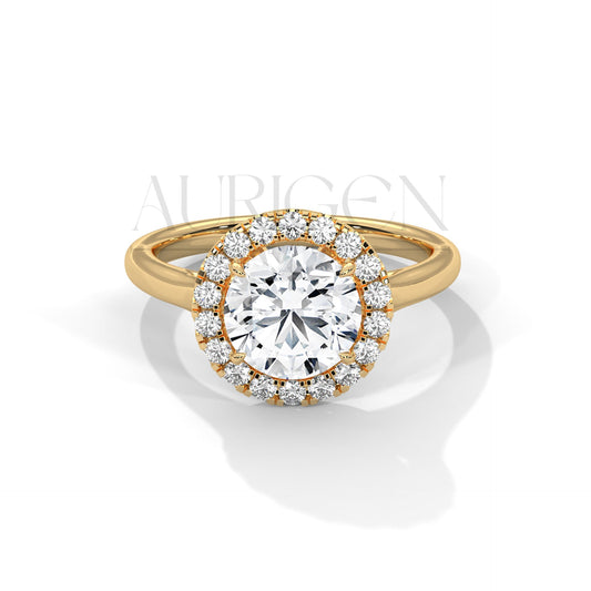 Brilliant Round Cut Solitaire Halo Diamond Engagement Ring 14K Solid Gold Ring