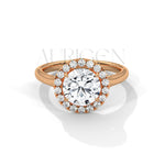 Brilliant Round Cut Solitaire Halo Diamond Engagement Ring 14K Solid Gold Ring