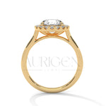 Brilliant Round Cut Solitaire Halo Diamond Engagement Ring 14K Solid Gold Ring