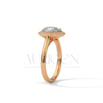 Oval Cut Halo Moissanite Diamond Ring in 14K Solid Gold – Sleek, Sparkling, Timeless