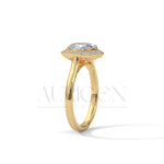 Oval Cut Halo Moissanite Diamond Ring in 14K Solid Gold – Sleek, Sparkling, Timeless