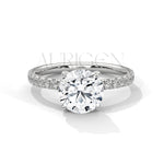 2.0 CT Round Brilliant Cut Diamond Pave Engagement Ring in 14K Solid Gold