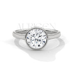 Brilliant Round Cut Moissnite & Lab Diamond Bezel Set 14K Solid Gold Ring