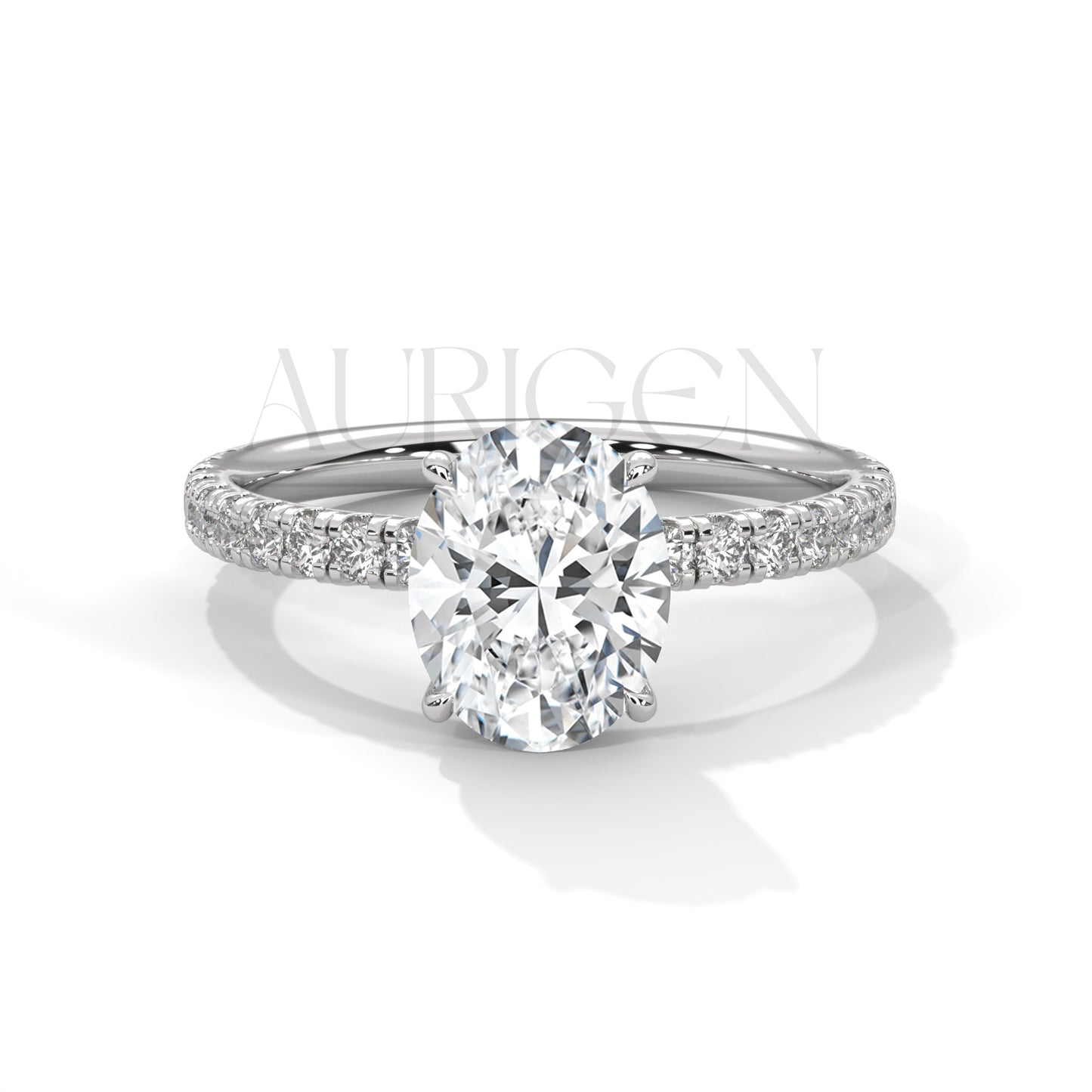 2.0 CT Oval Cut Diamond Pave Set Engagement Ring in 14K Solid Gold
